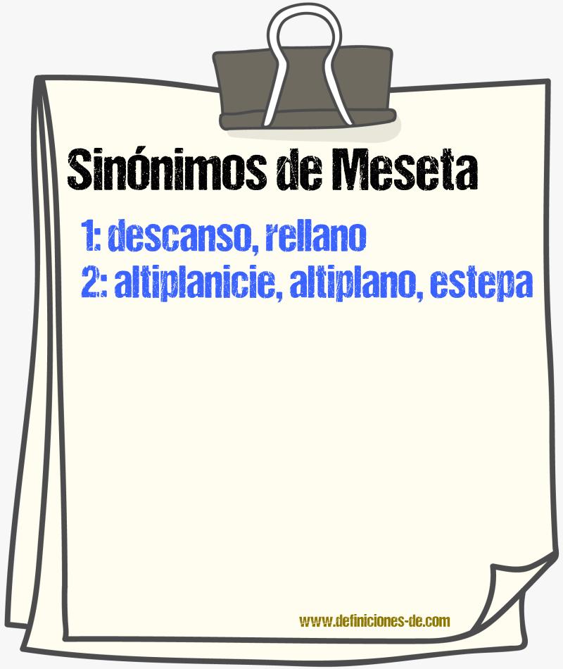 Sinnimos de meseta