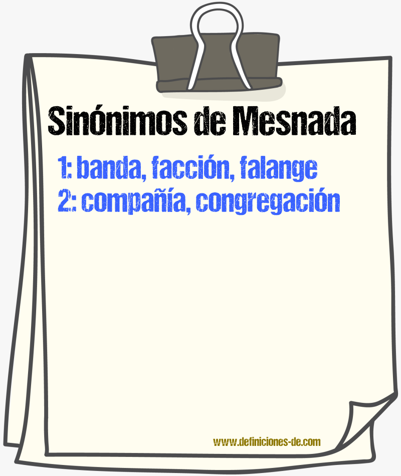 Sinnimos de mesnada