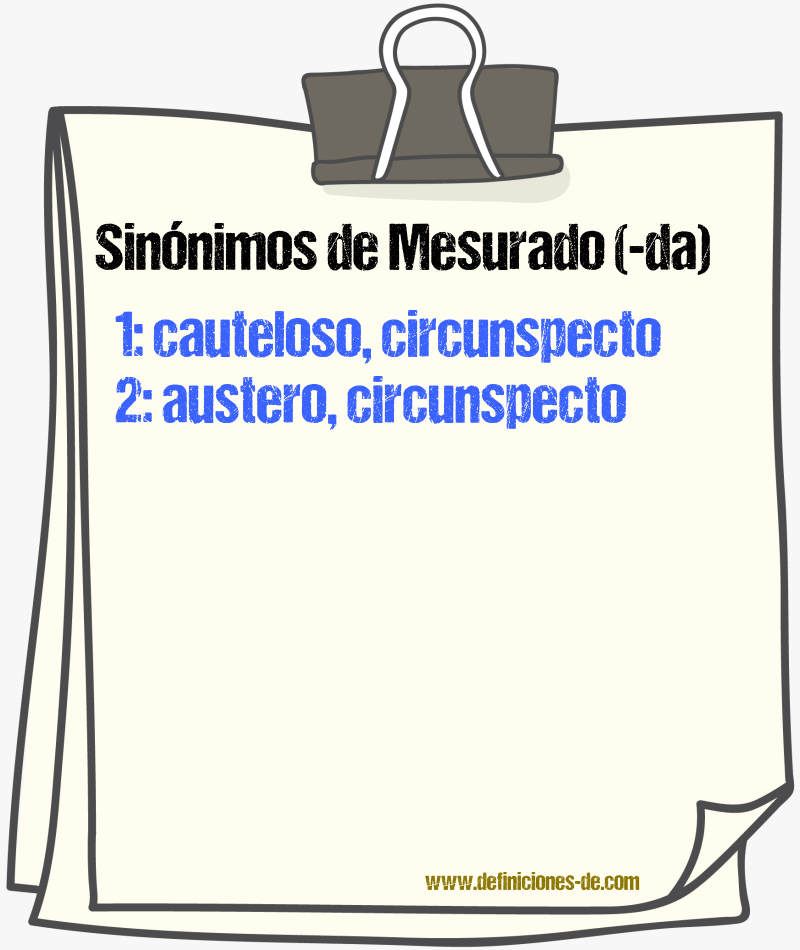 Sinnimos de mesurado