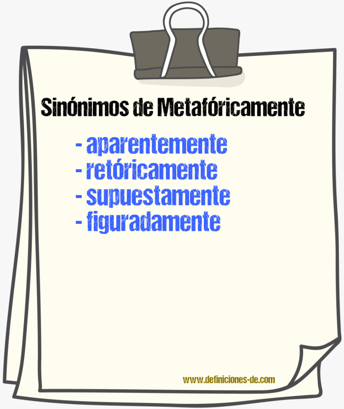 Sinnimos de metafricamente