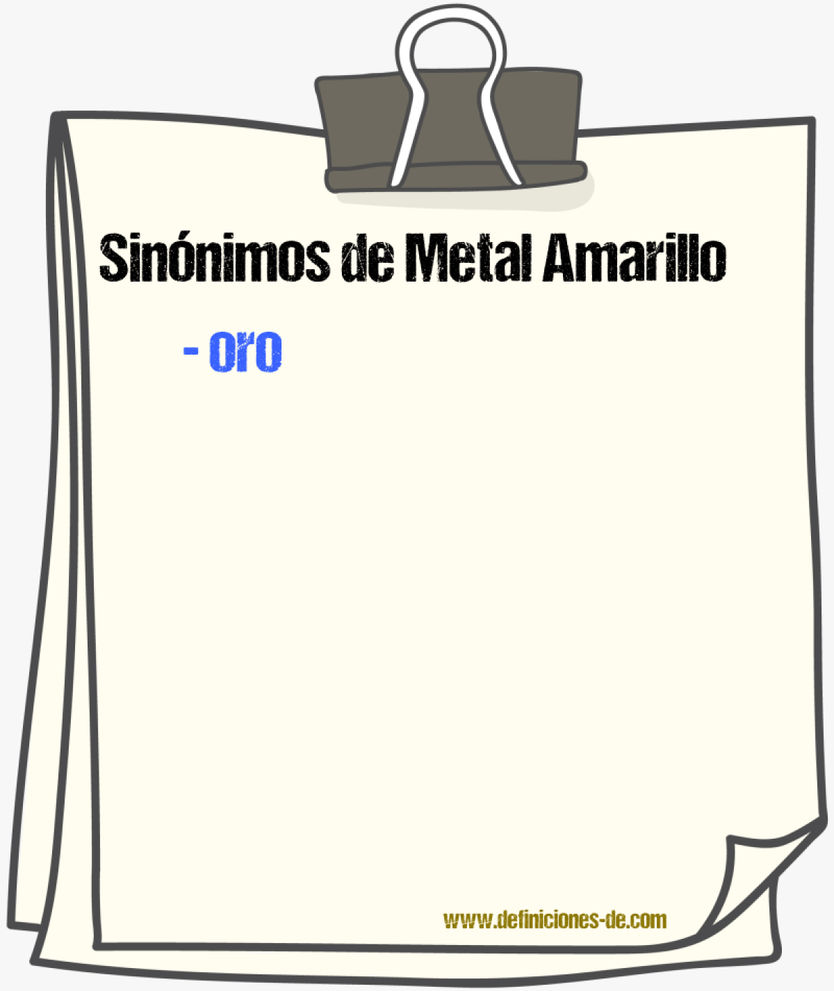 Sinnimos de metal amarillo