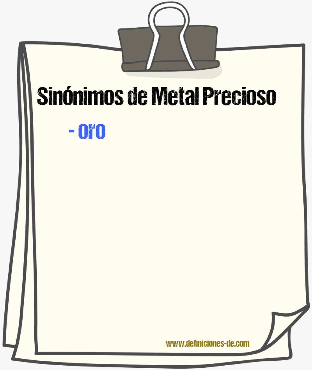 Sinnimos de metal precioso