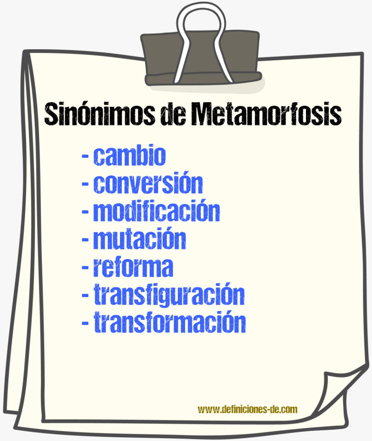 Sinnimos de metamorfosis