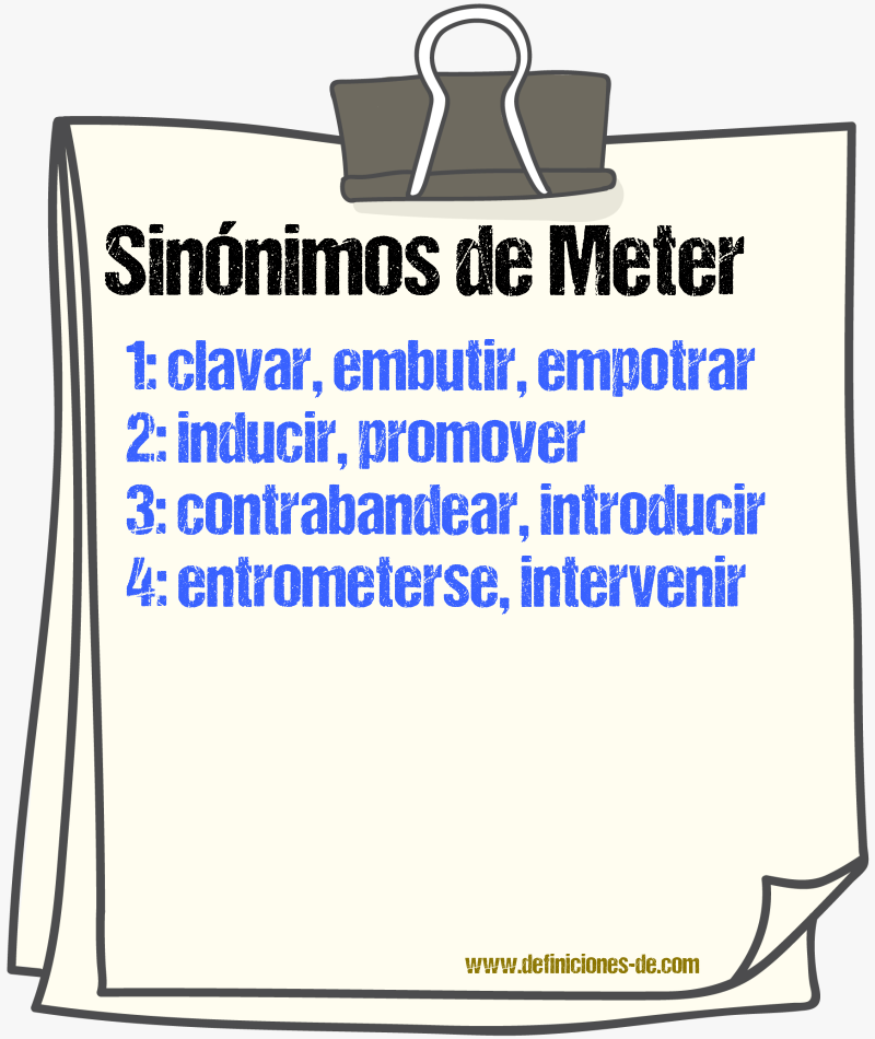 Sinnimos de meter