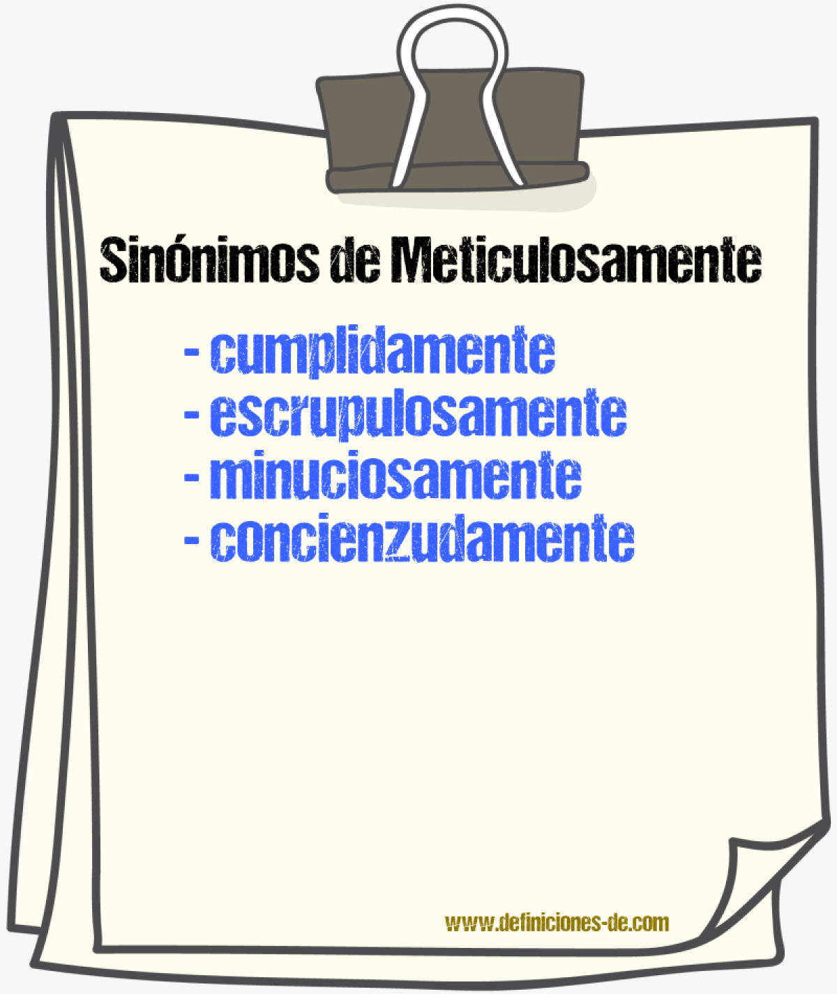 Sinnimos de meticulosamente