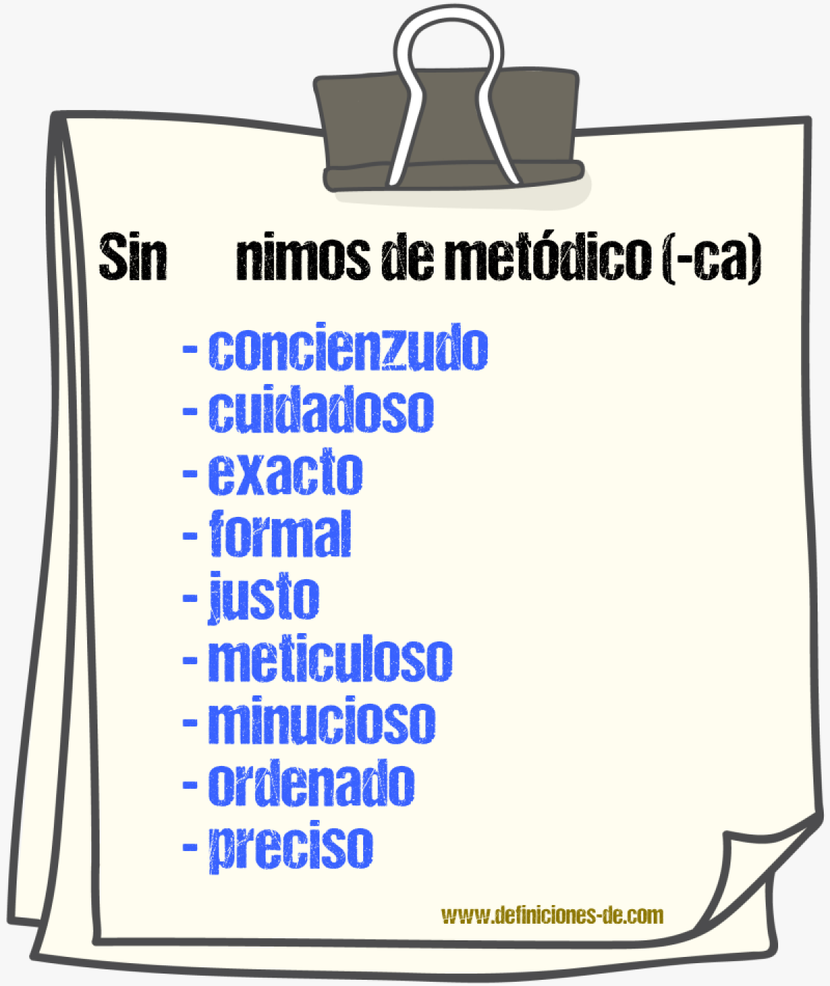 Sinnimos de metdico