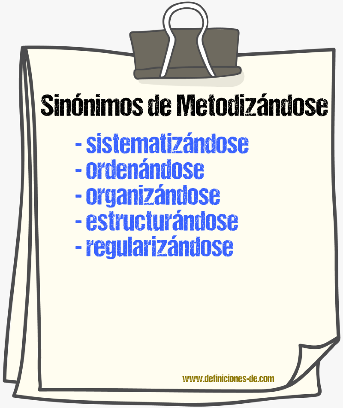Sinónimos de metodizándose