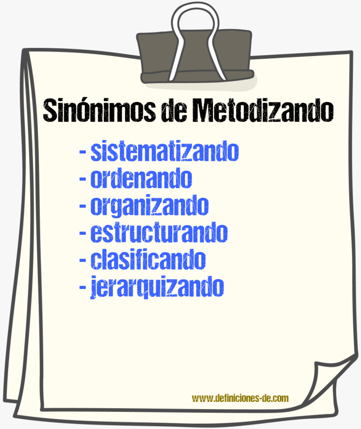 Sinónimos de metodizando