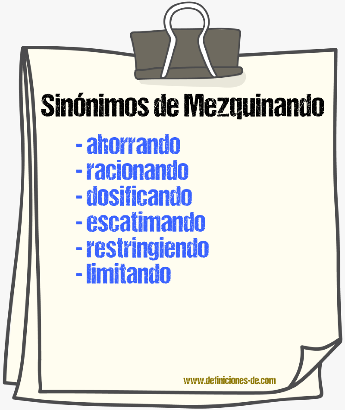 Sinónimos de mezquinando