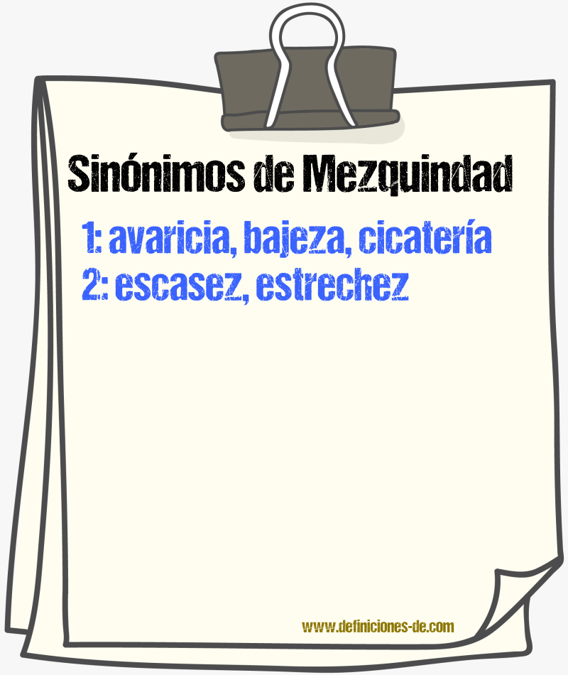 Sinnimos de mezquindad