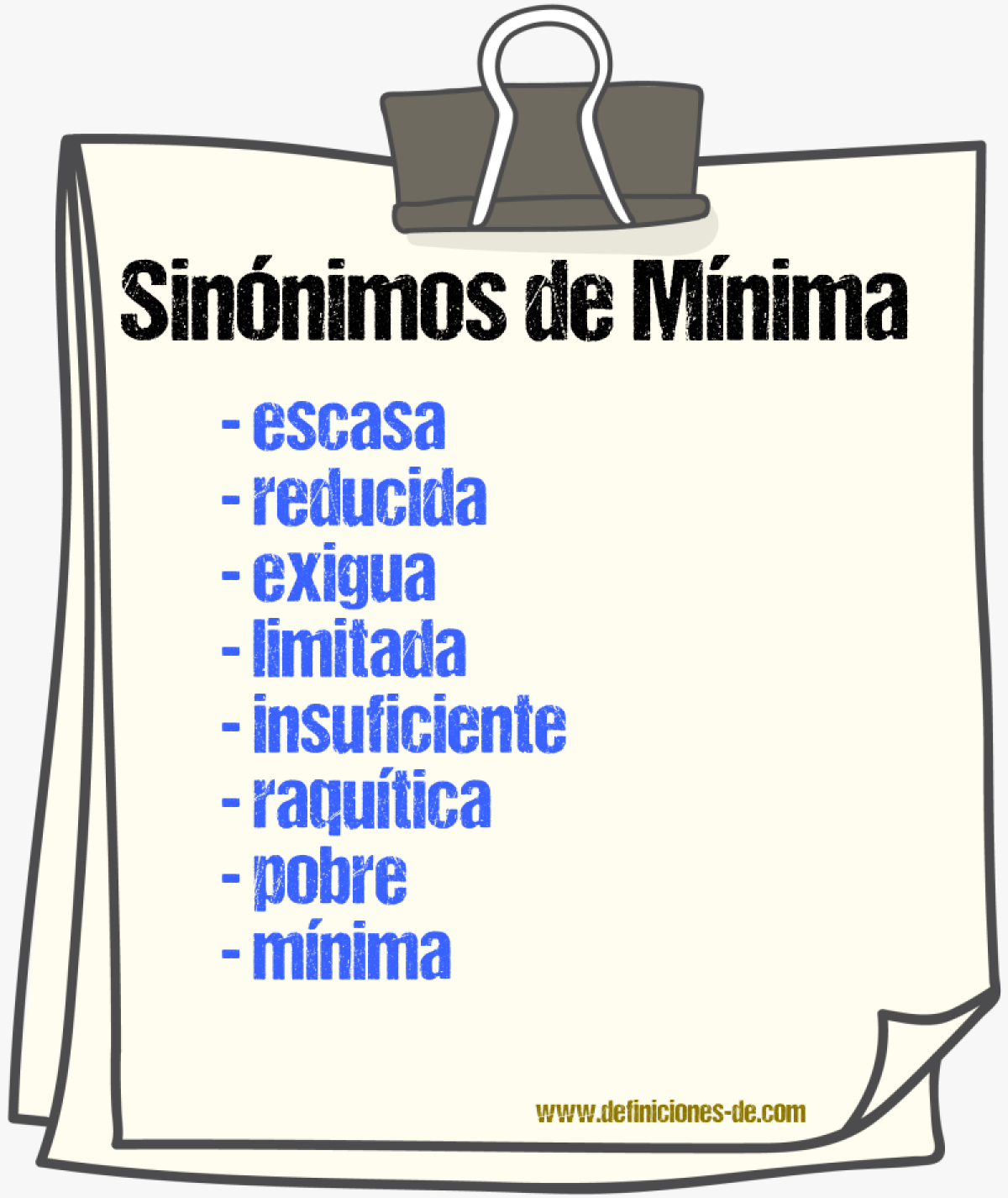 Sinónimos de mínima