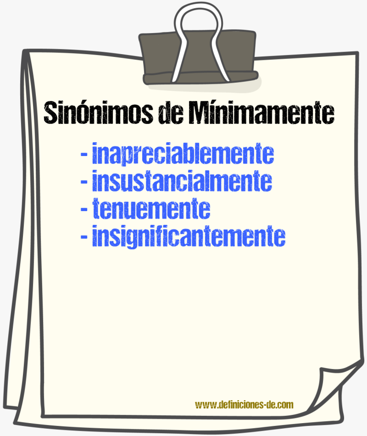 Sinnimos de mnimamente