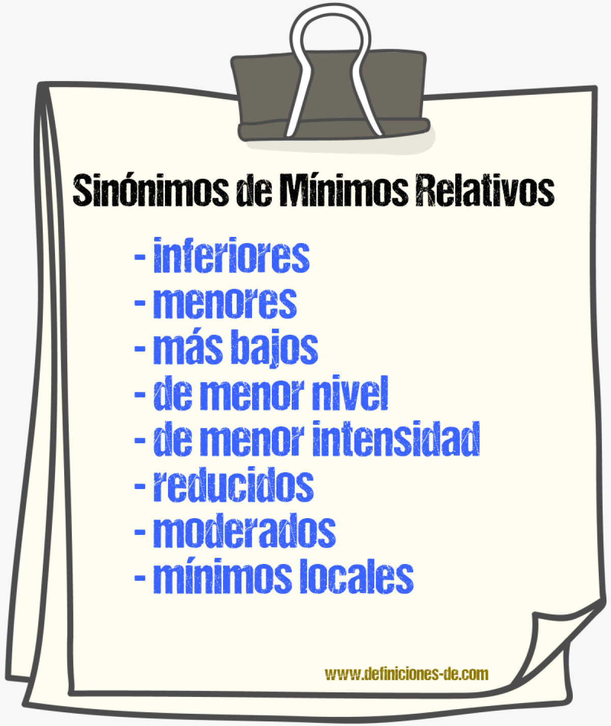 Sinónimos de mínimos relativos