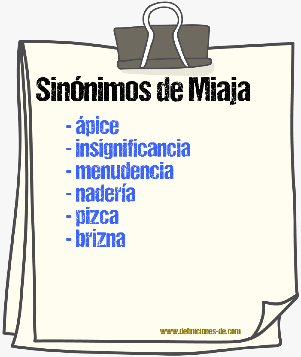 Sinnimos de miaja