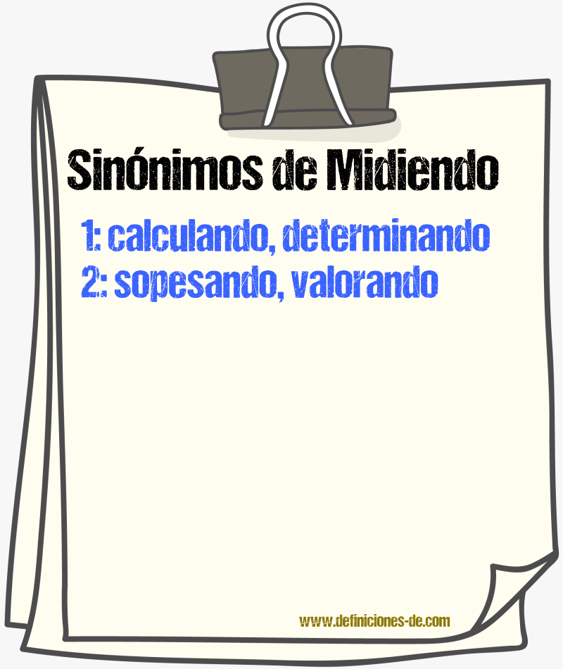 Sinónimos de midiendo