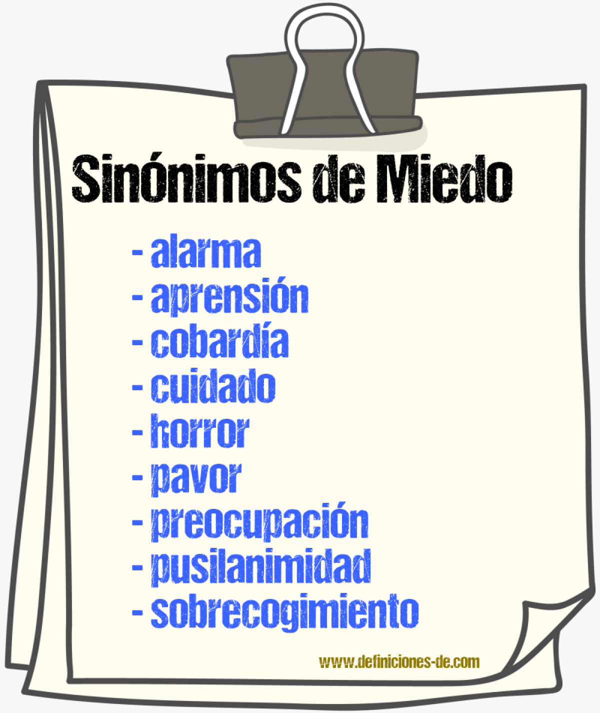 Sinnimos de miedo