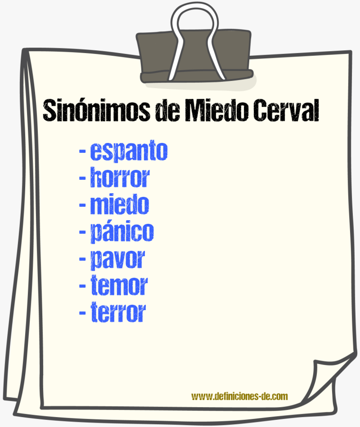 Sinnimos de miedo cerval