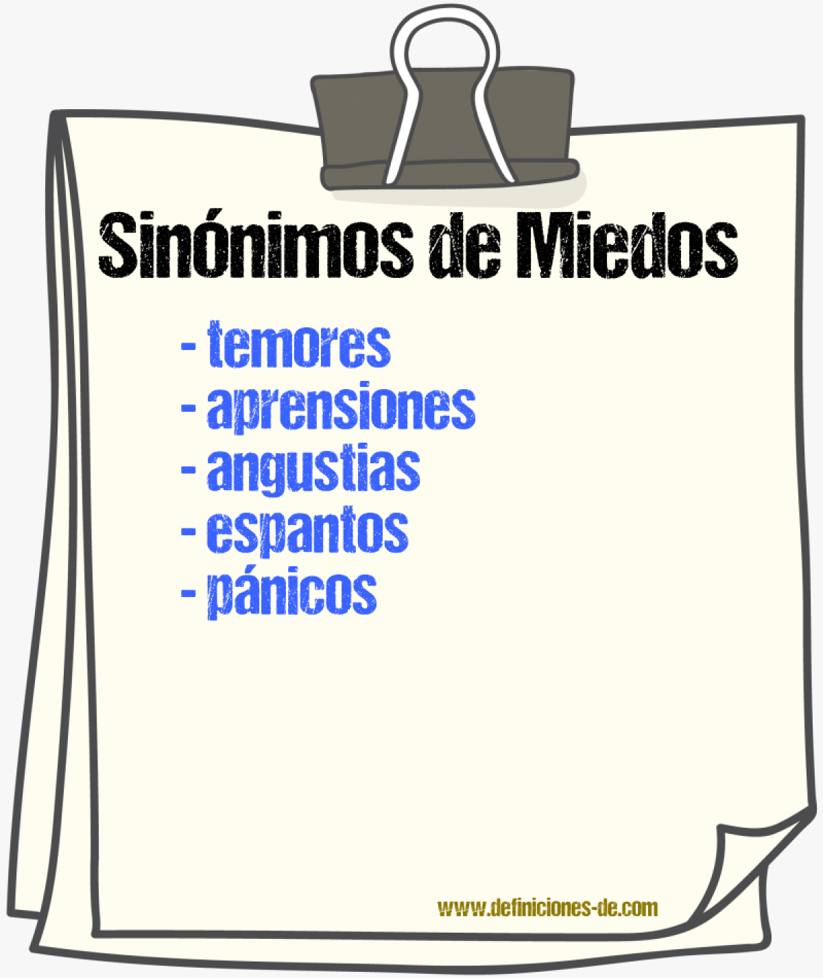 Sinónimos de miedos
