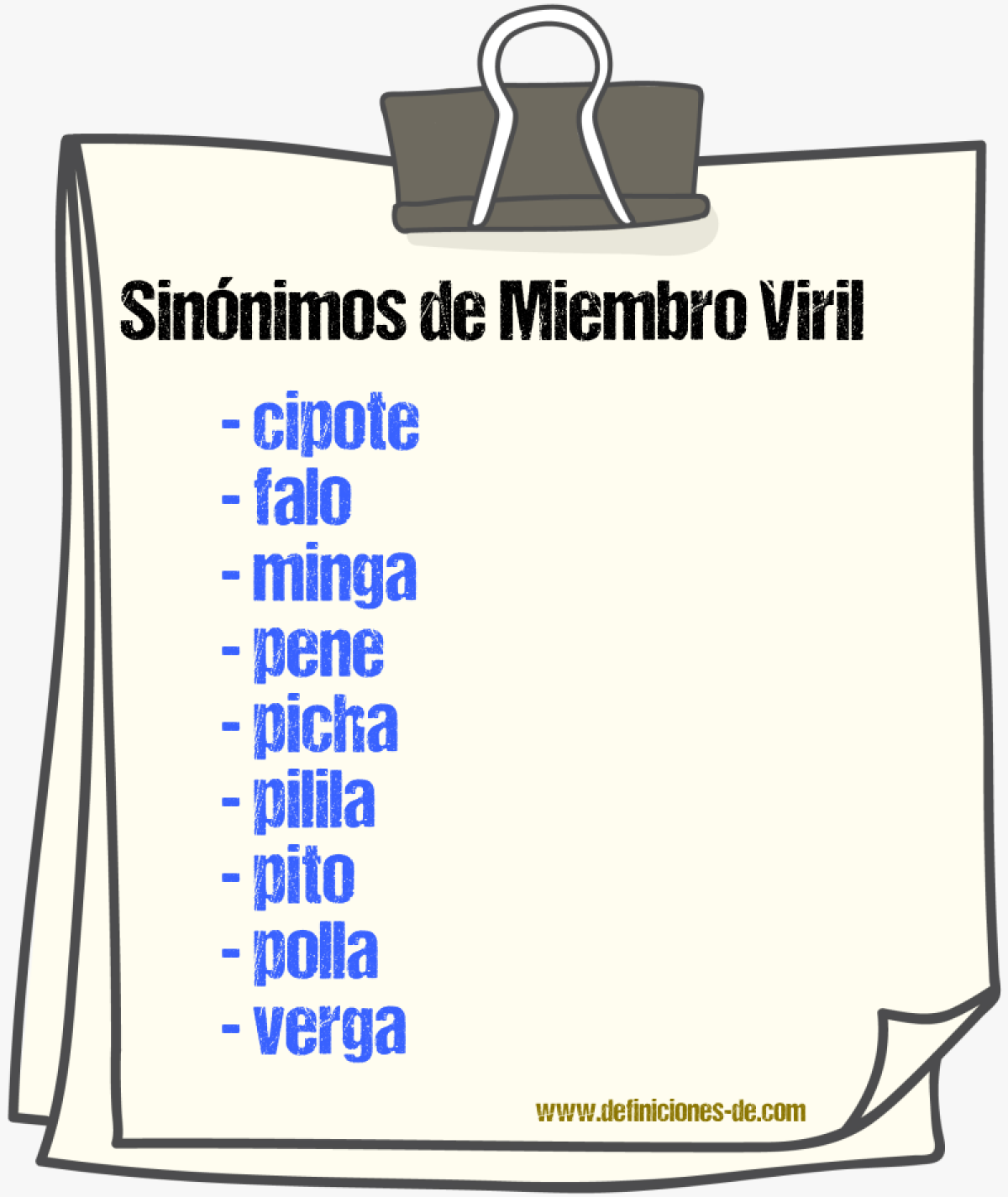 Sinnimos de miembro viril