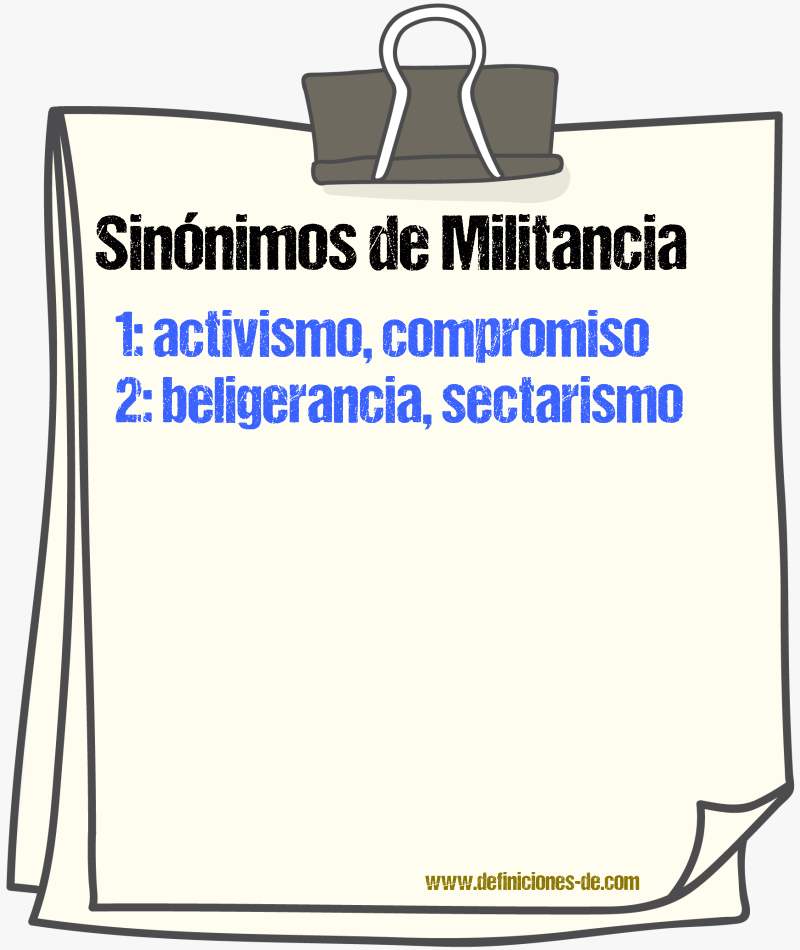 Sinónimos de militancia