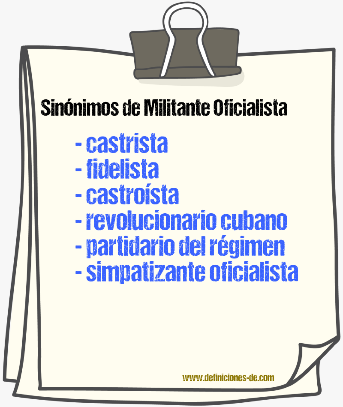 Sinónimos de militante oficialista