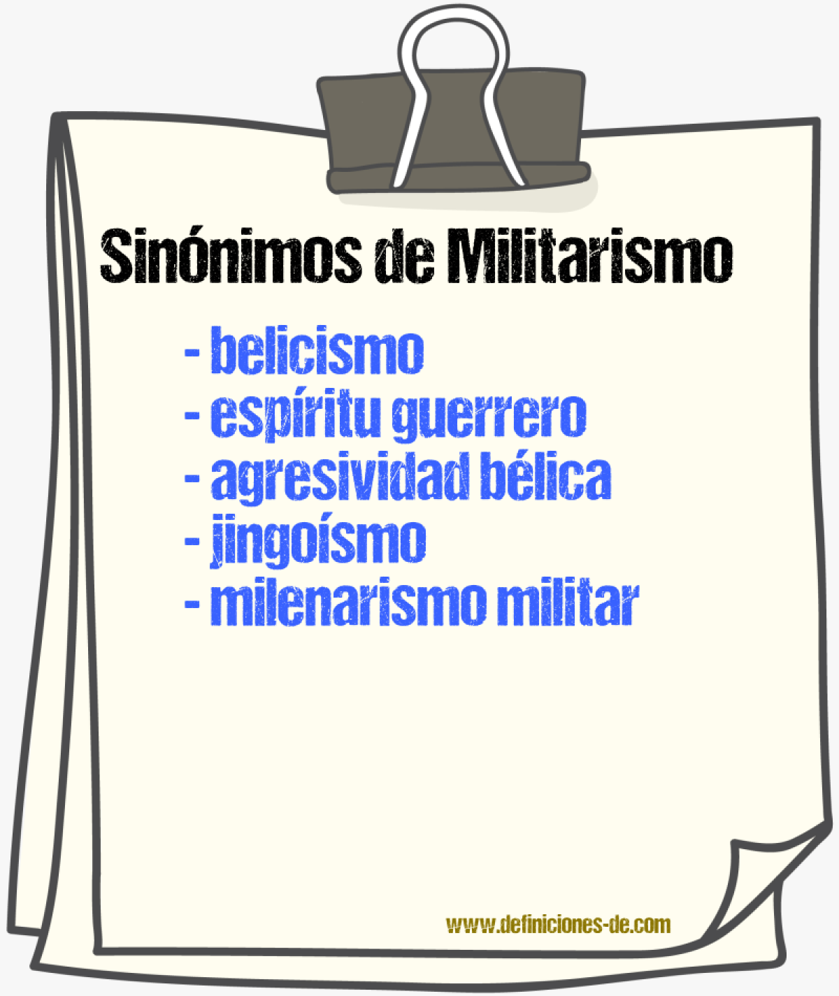 Sinónimos de militarismo