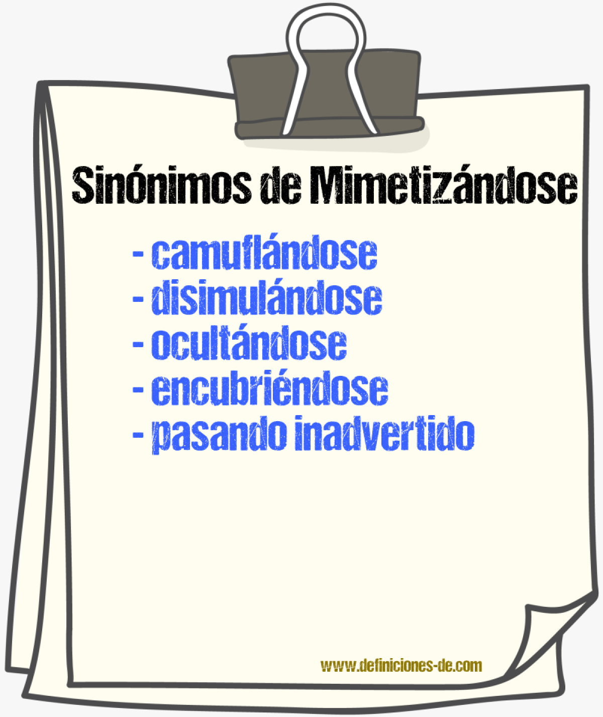 Sinónimos de mimetizándose