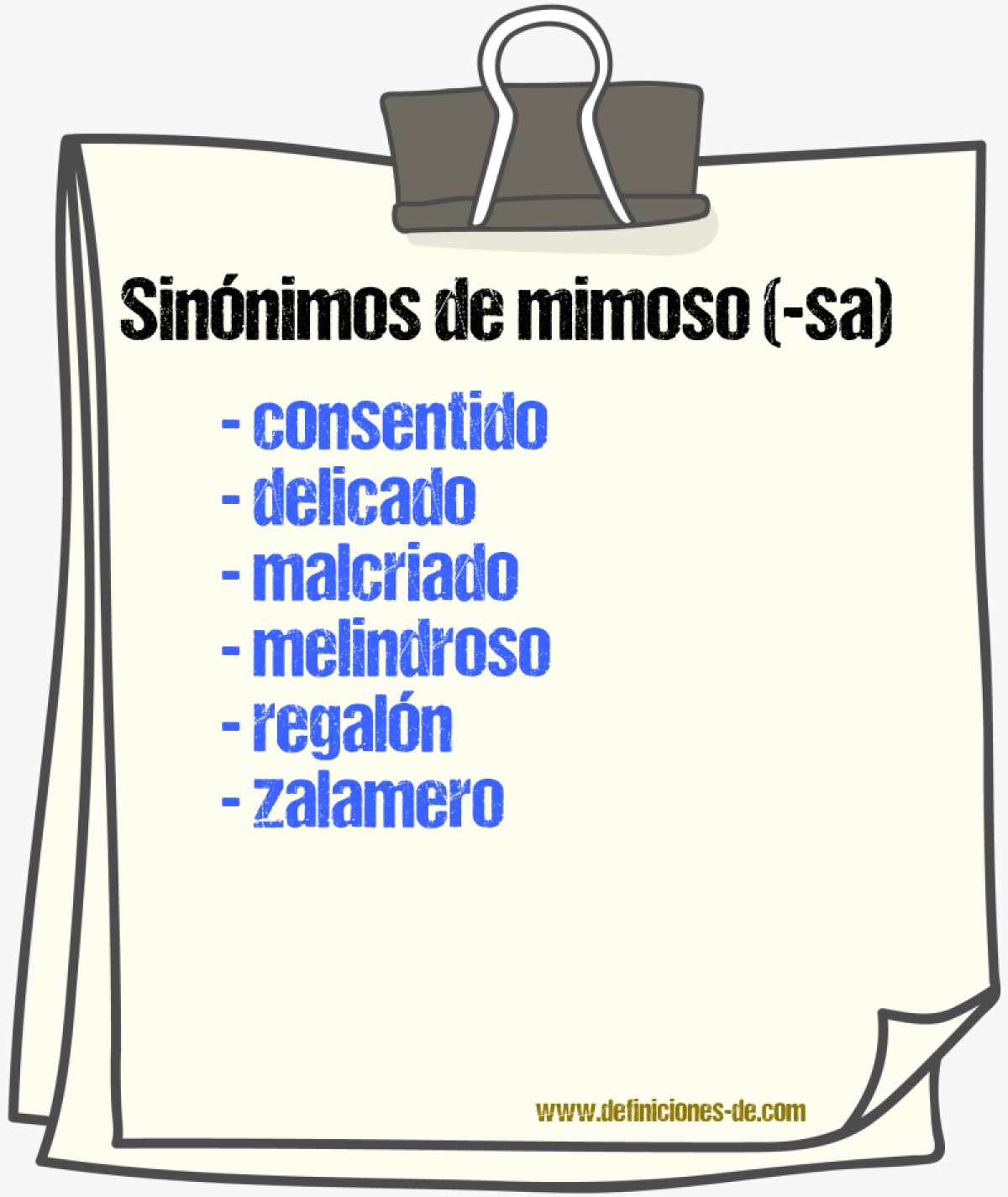 Sinnimos de mimoso