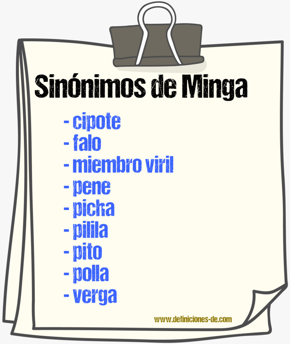 Sinnimos de minga