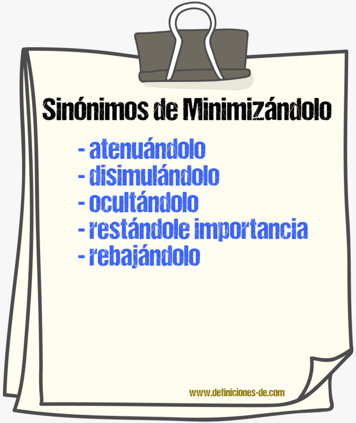 Sinónimos de minimizándolo