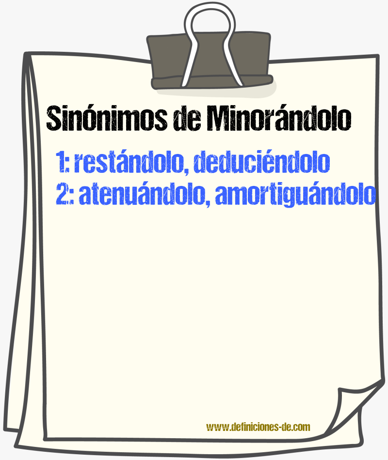 Sinónimos de minorándolo
