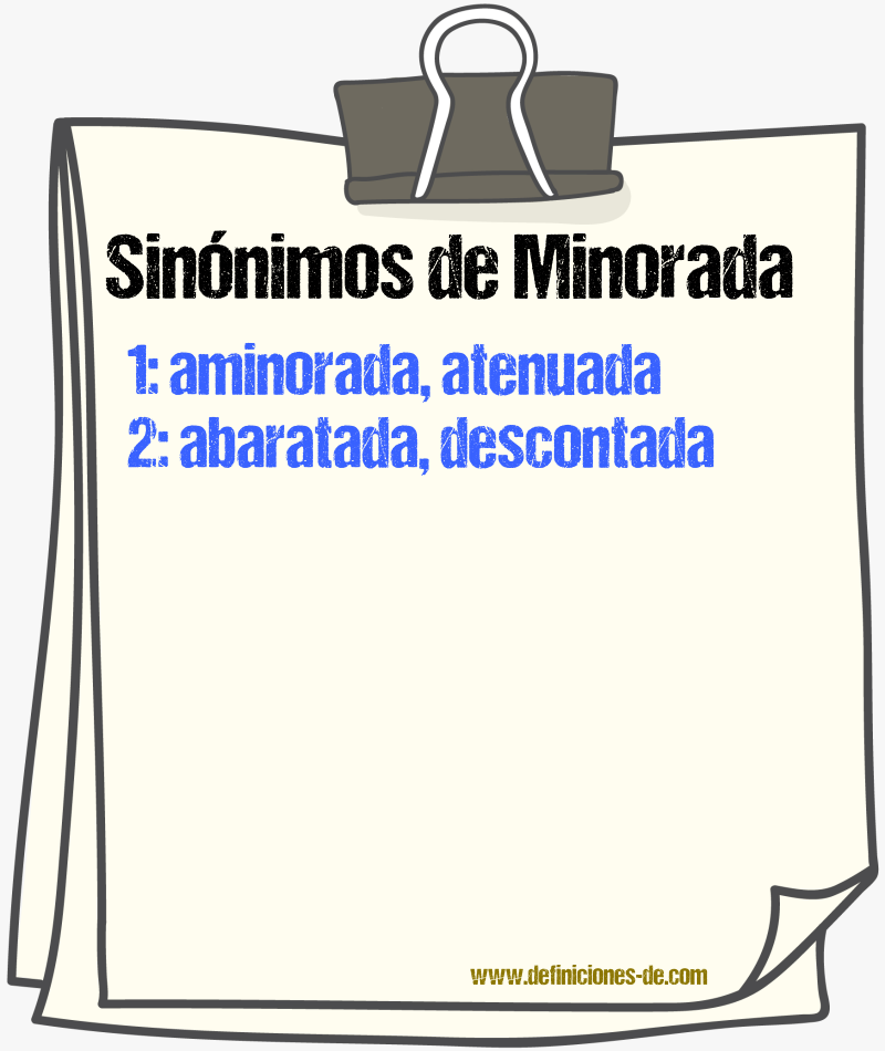 Sinónimos de minorada