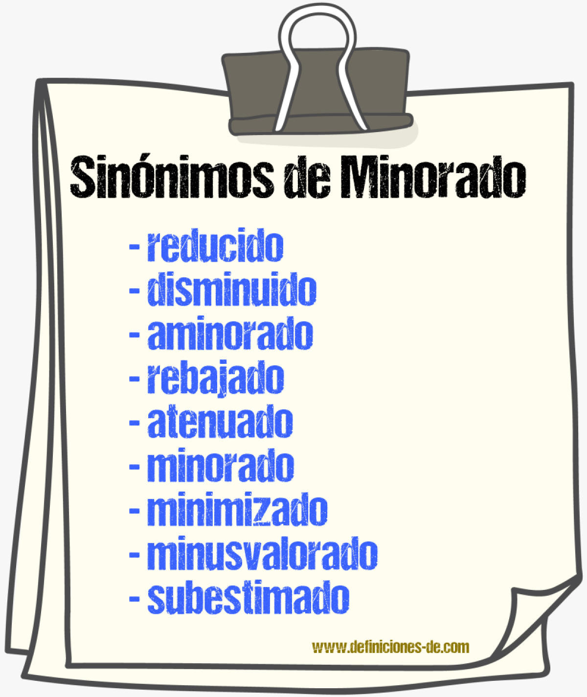Sinónimos de minorado