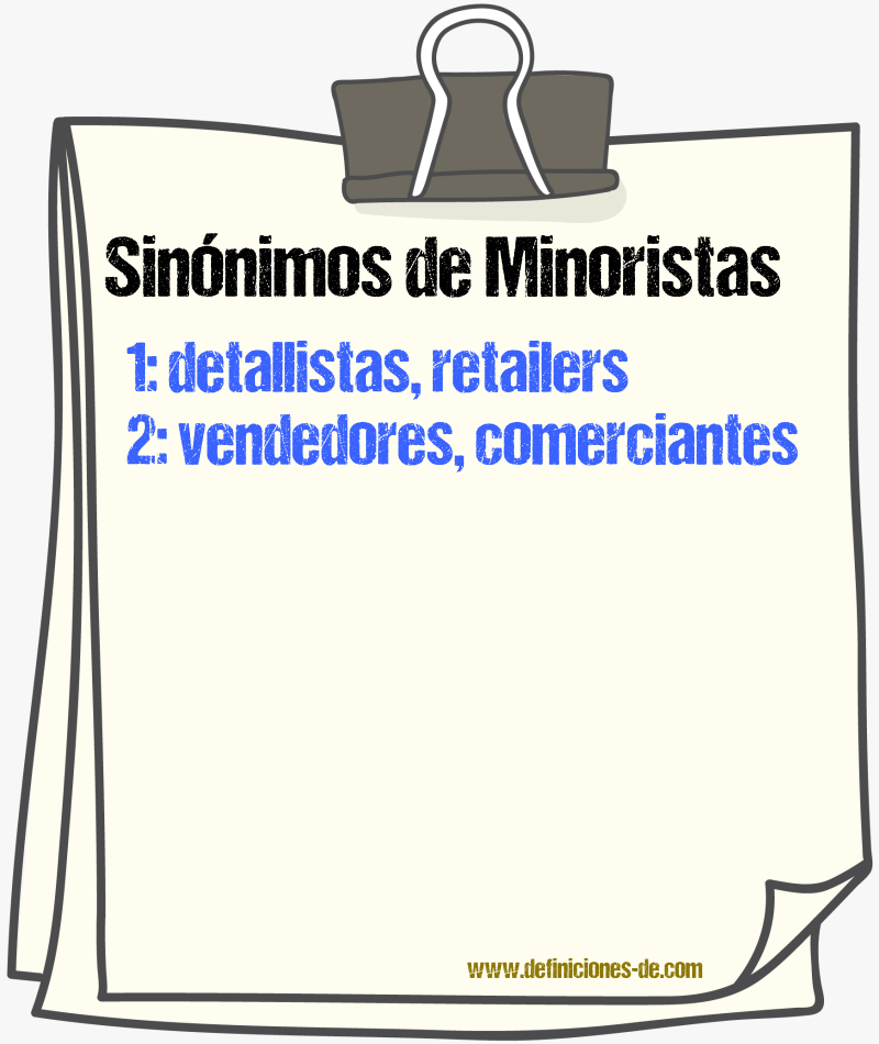 Sinónimos de minoristas