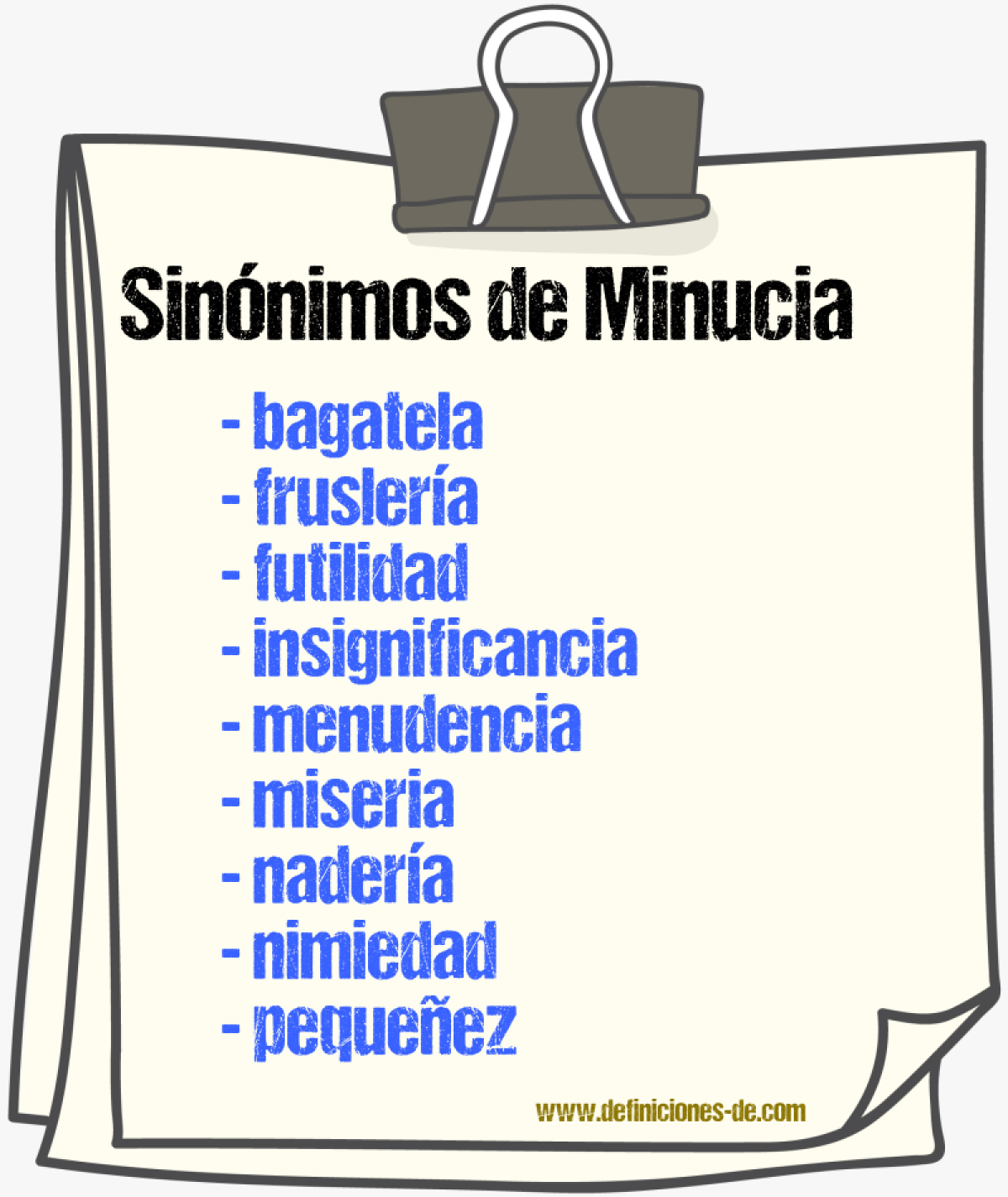 Sinnimos de minucia