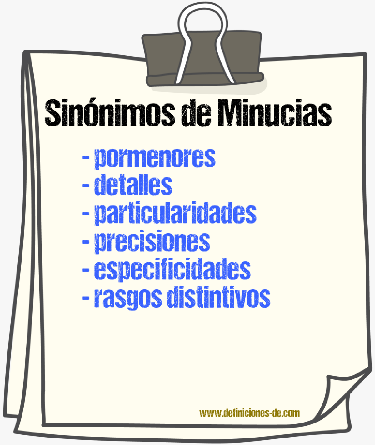 Sinónimos de minucias