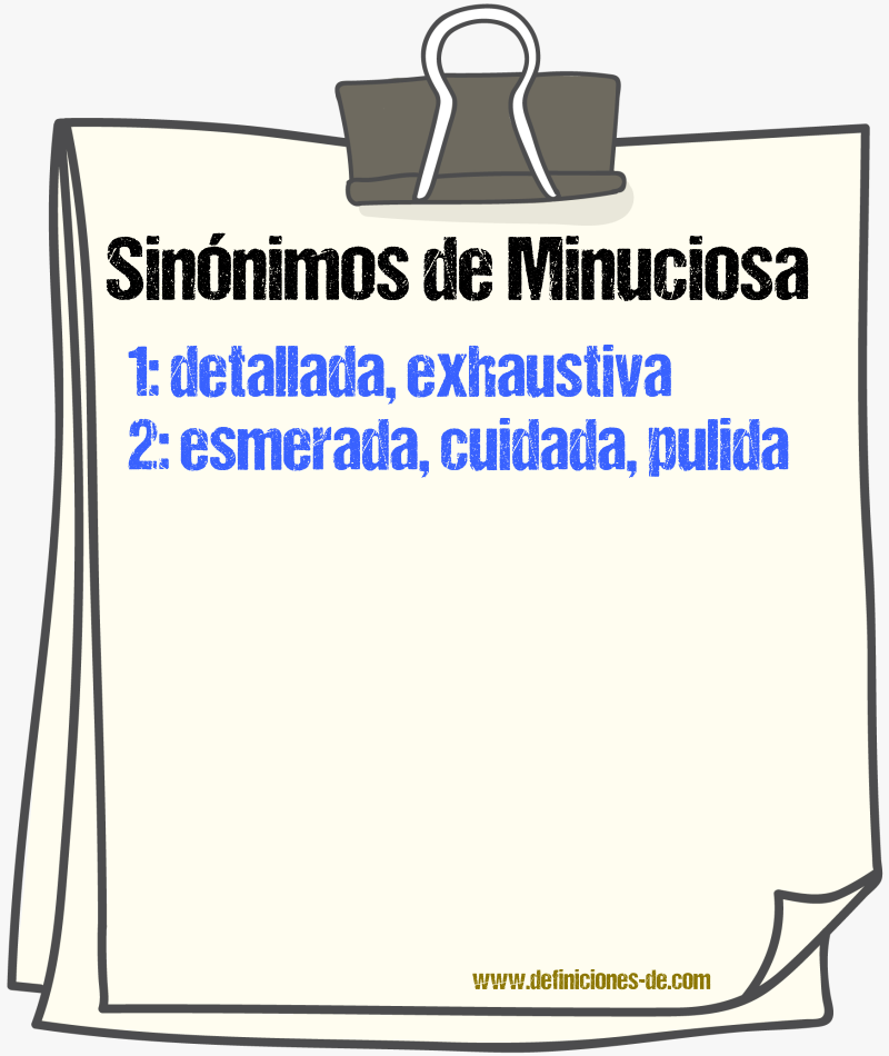 Sinónimos de minuciosa