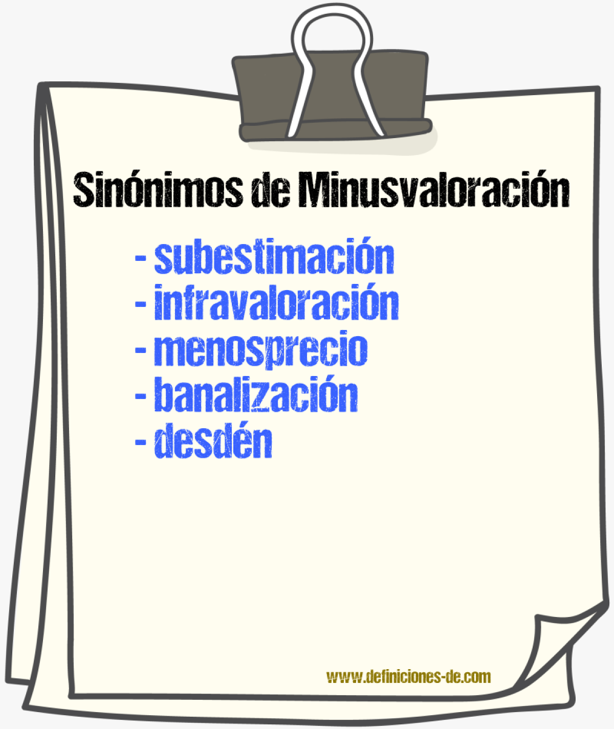 Sinónimos de minusvaloración