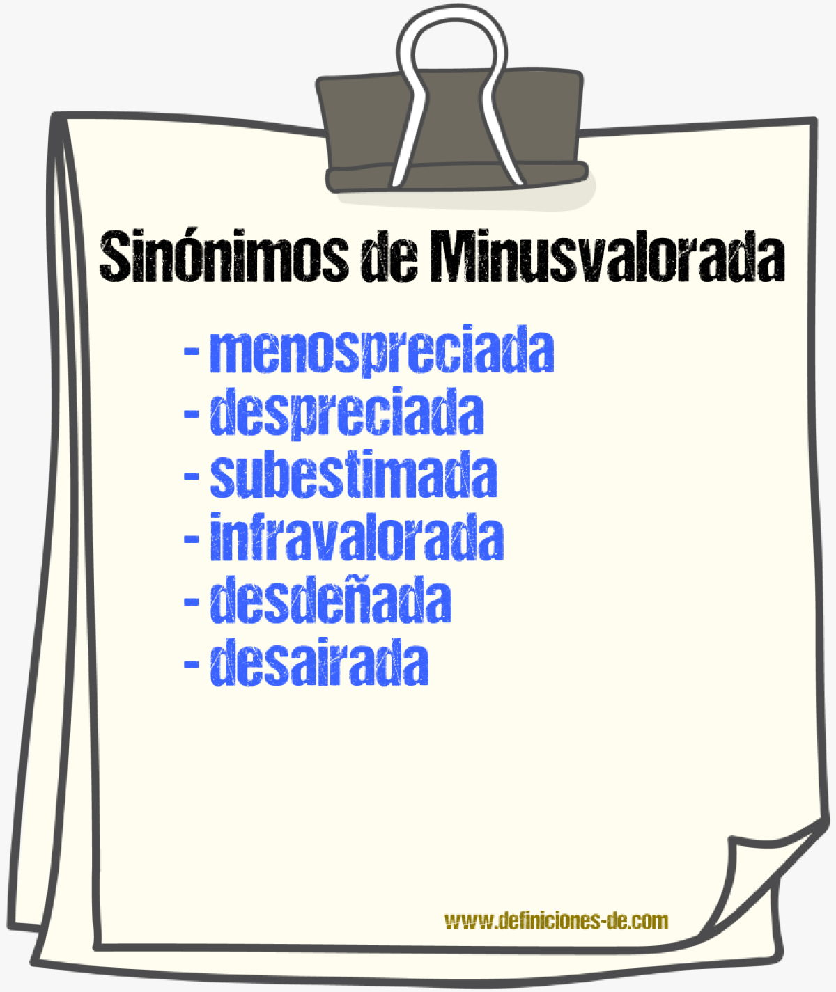 Sinónimos de minusvalorada