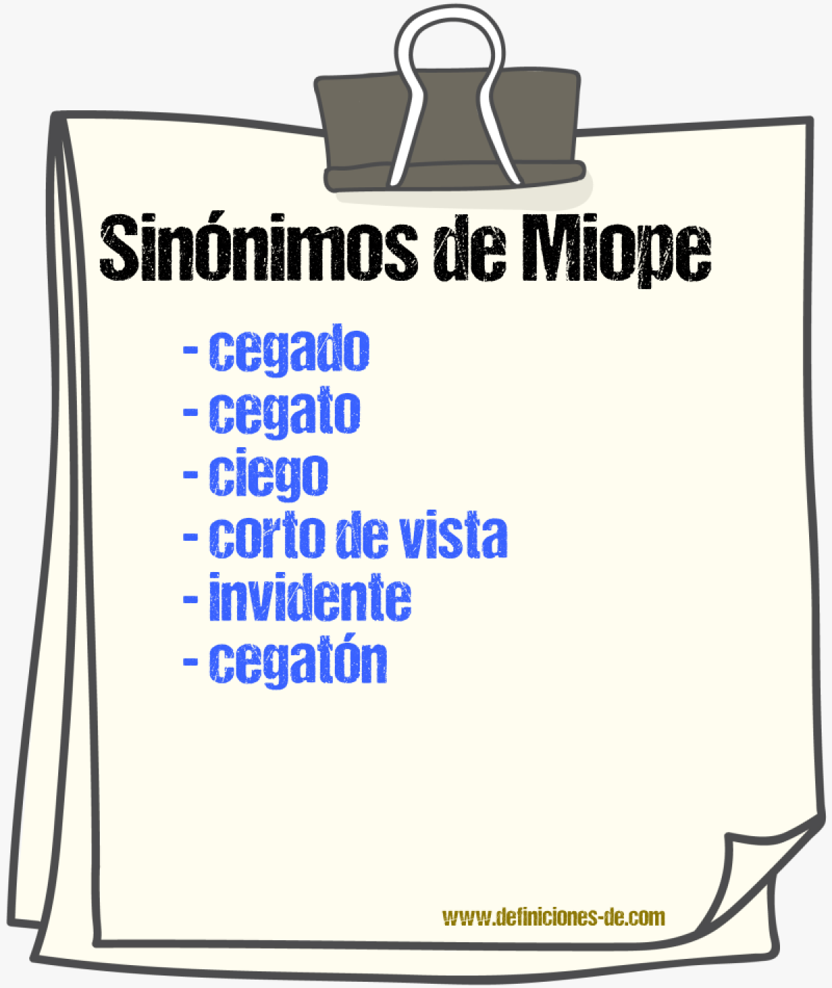 Sinnimos de miope