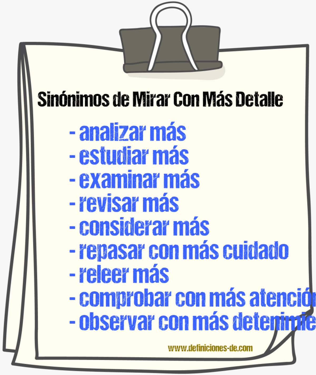 Sinónimos de mirar con más detalle