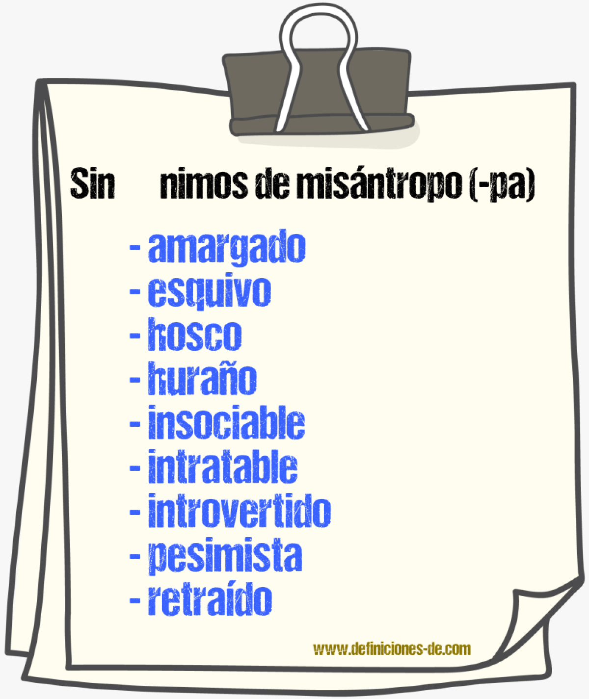 Sinnimos de misntropo