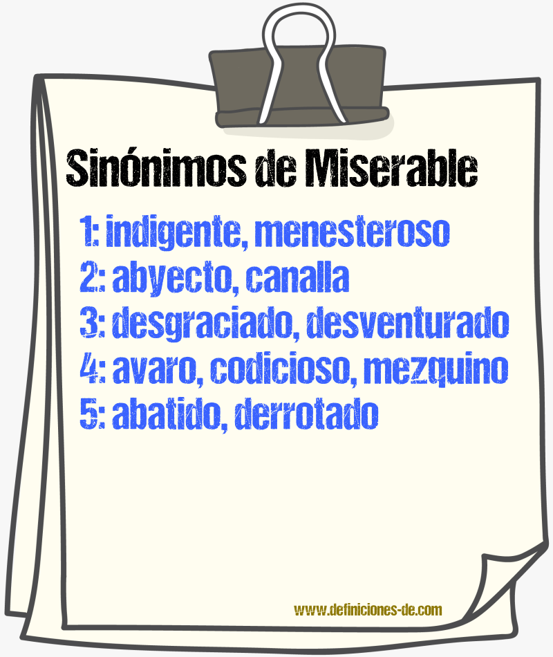 Sinnimos de miserable