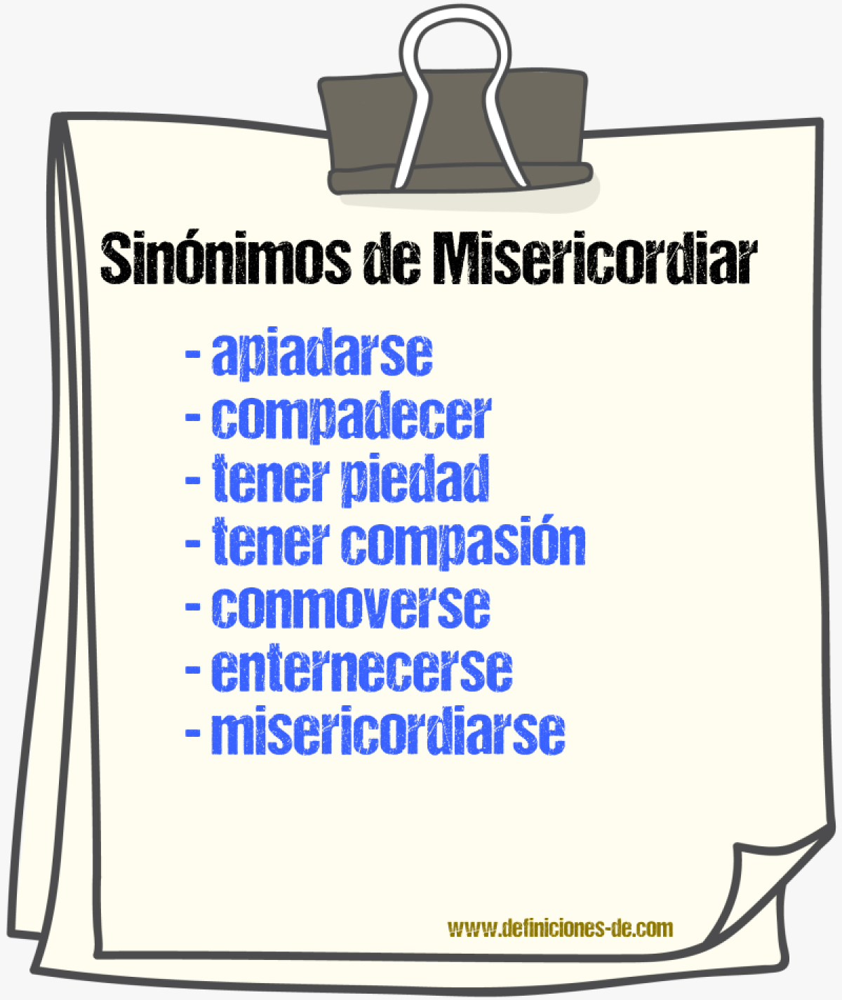 Sinónimos de misericordiar