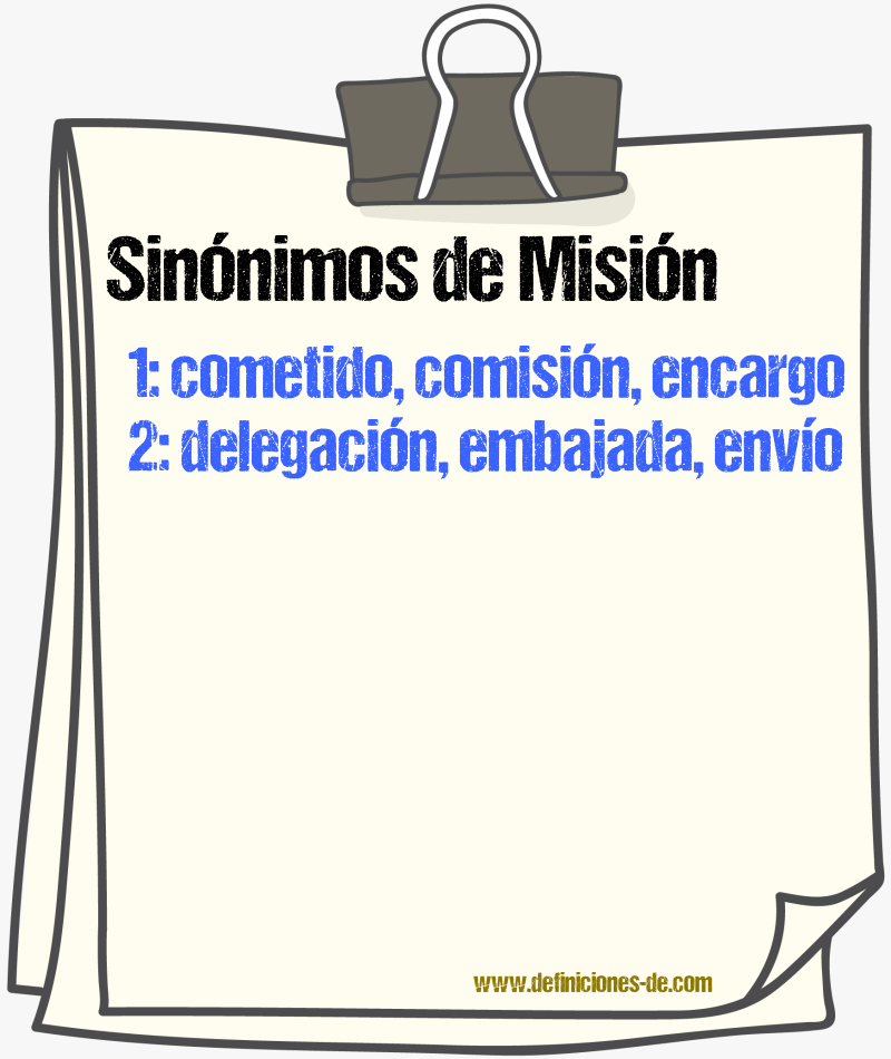 Sinónimos de misión