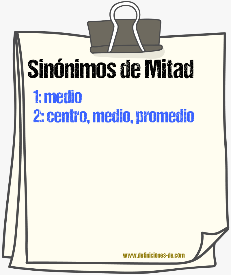 Sinnimos de mitad