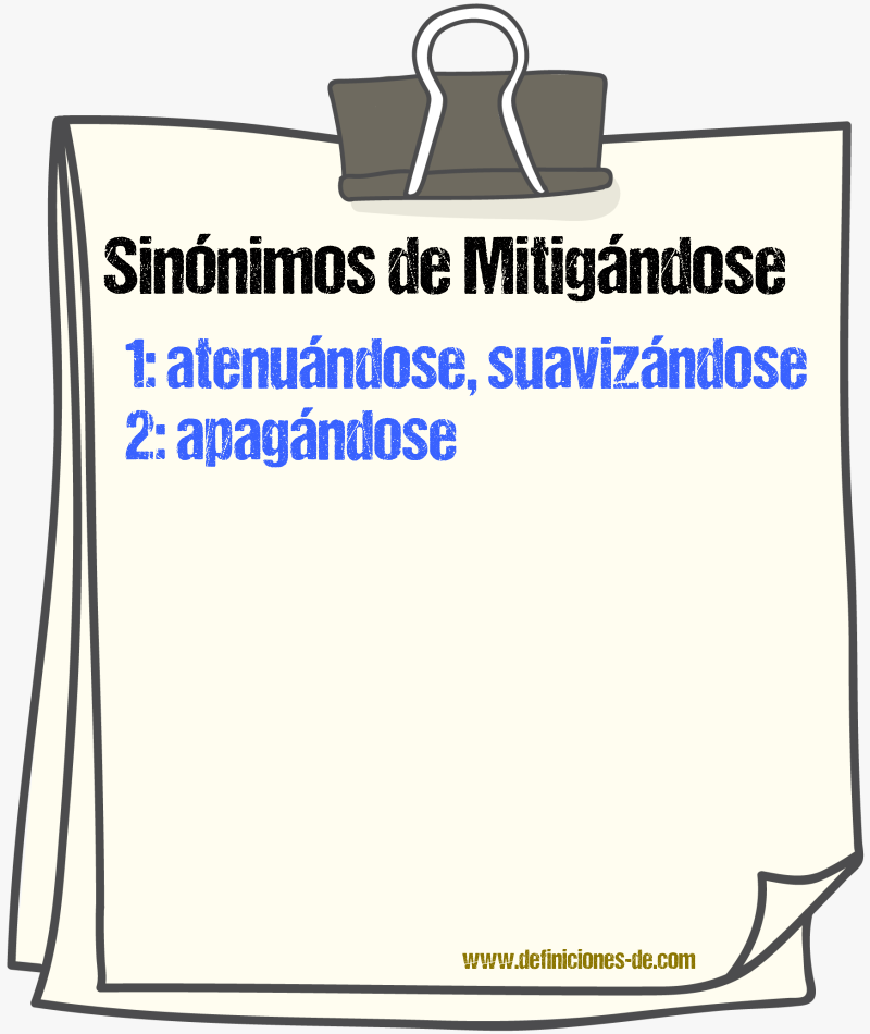 Sinónimos de mitigándose