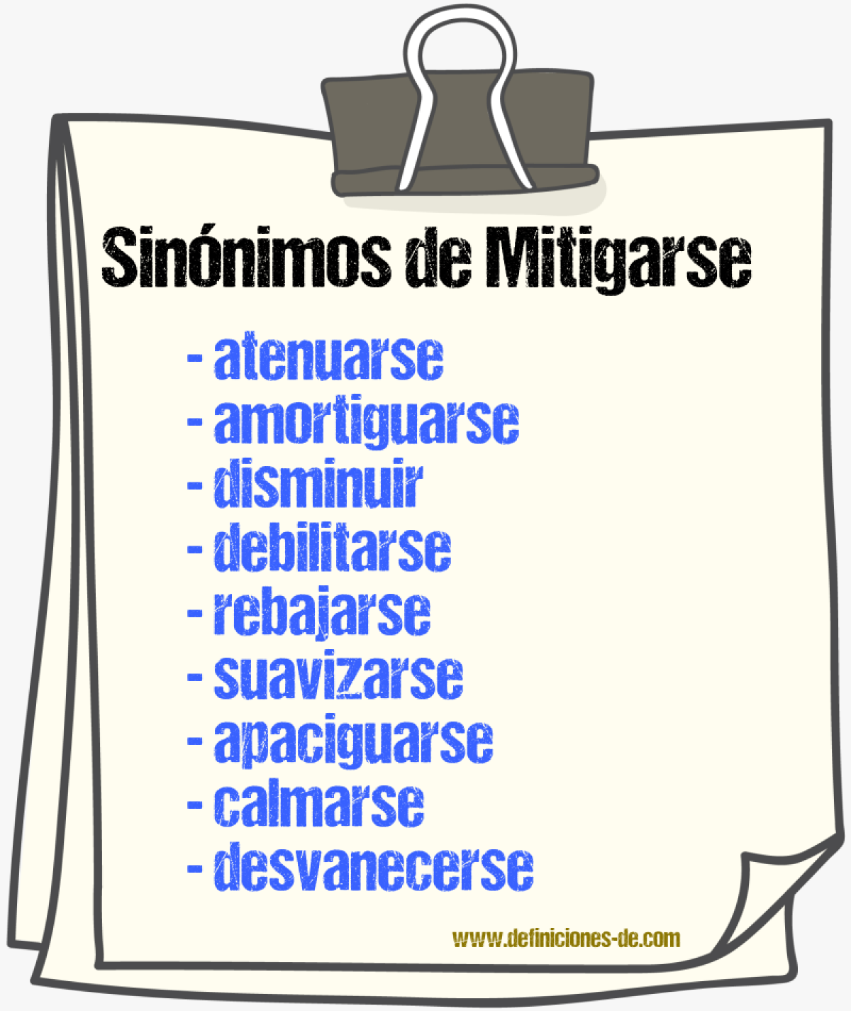 Sinónimos de mitigarse