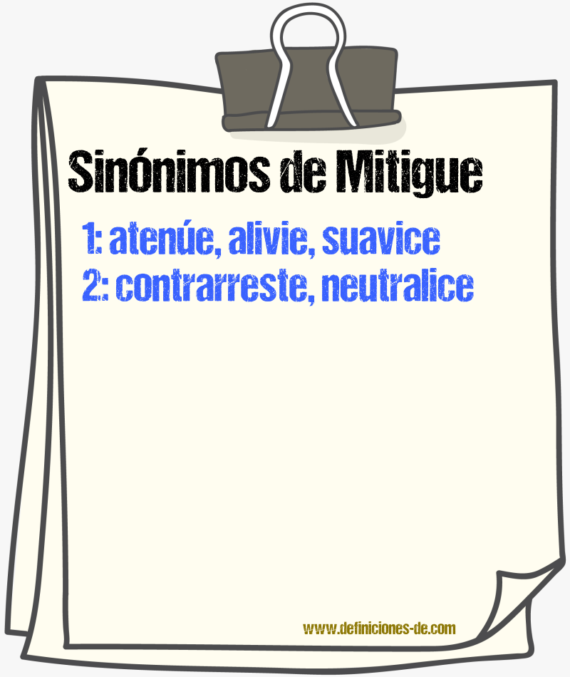 Sinónimos de mitigue