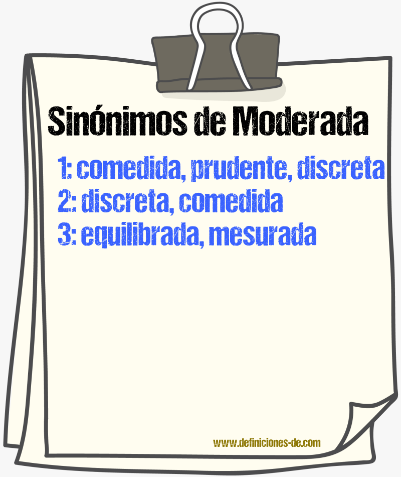 Sinónimos de moderada